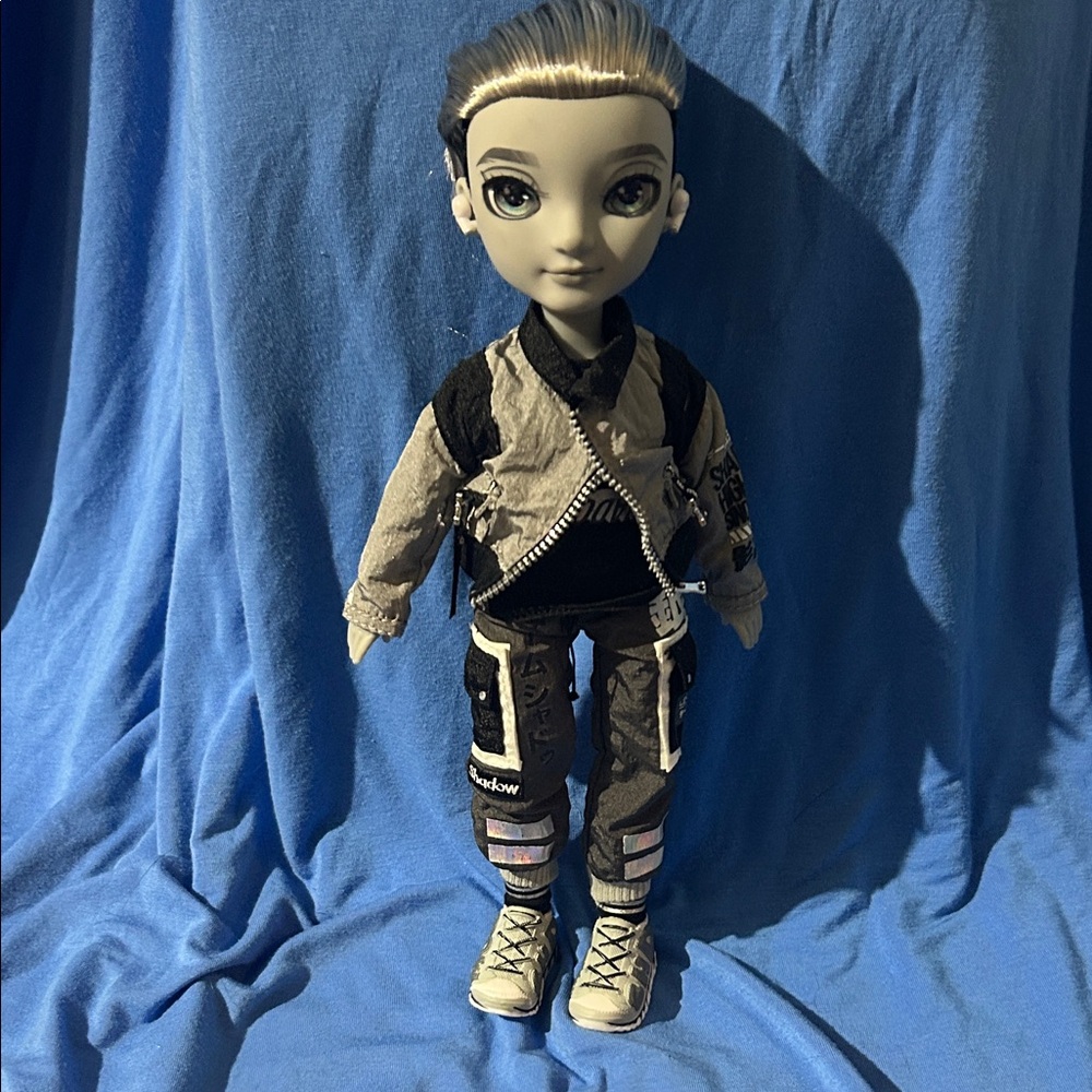 Stylish Doll with Black and Gray Outfit